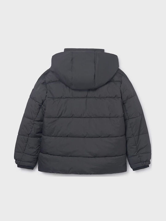 Kids Casual Long Jacket with Hood Black