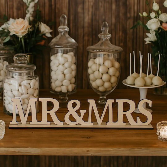 Ταμπελα Ξυλινη Mr & Mrs 58x12cm