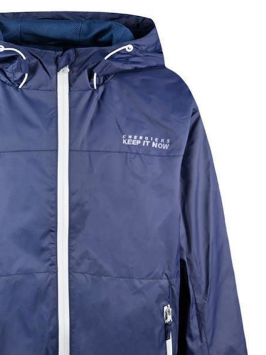 Keep It Now Kids Casual Short Jacket with Lining and Hood Navy Blue