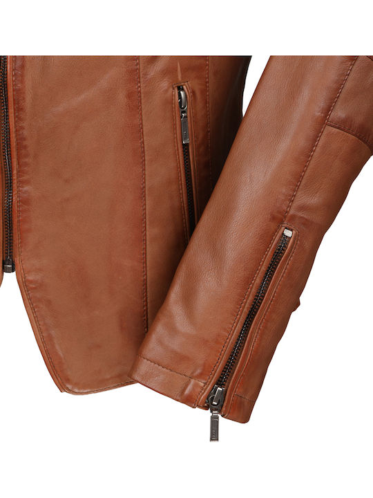 Δερμάτινο Γυναικείο Biker Jacket Ταμπά