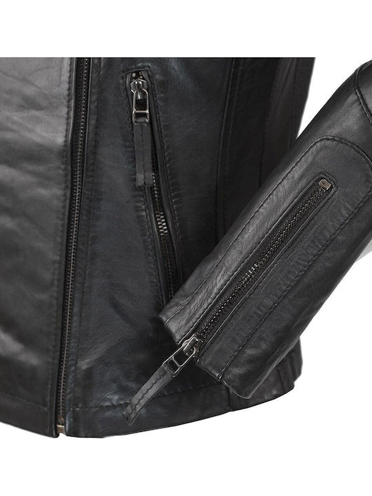 Δερμάτινο Γυναικείο Biker Jacket Μαύρο