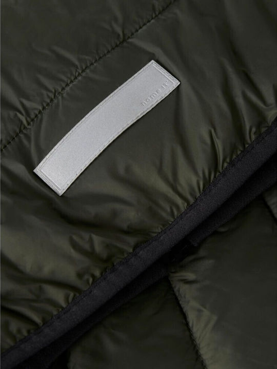 Daunen Kinderjacke Lang mit Kapuze Dunkelgrün
