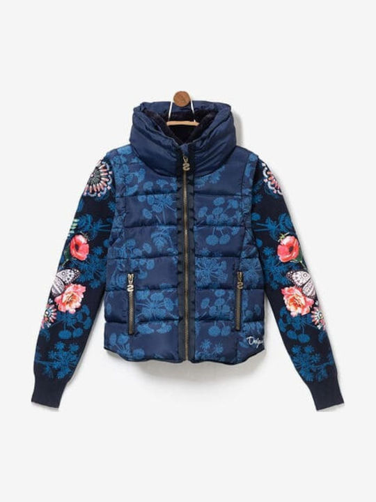 Παιδικό Casual Μπουφάν Κοντό με Κουκούλα Navy Μπλε Kiwi