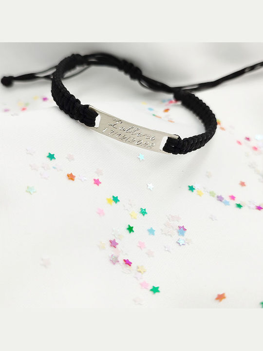 Theodora's Jewellery Bracelet Macrame Light-colored text engraving on 1 side made of Silver