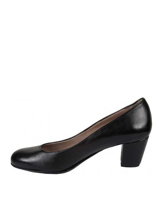 Leather Black Medium Heels