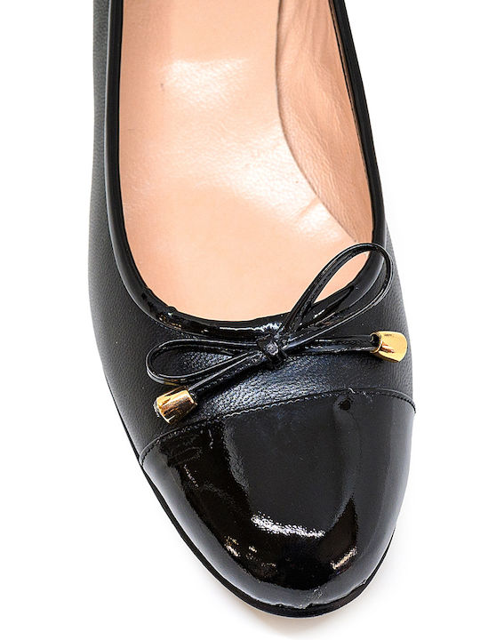 Leather Black Medium Heels