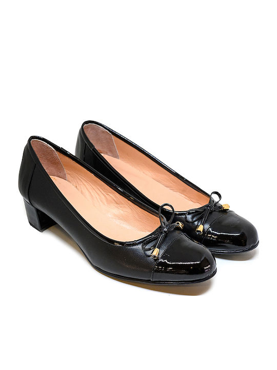 Leather Black Medium Heels