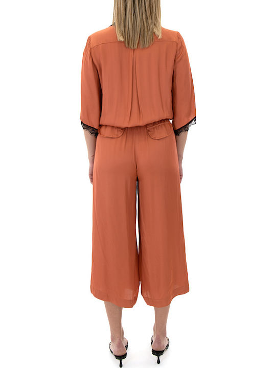 Athina Klo Women's Short-sleeved One-piece Suit ORANGE
