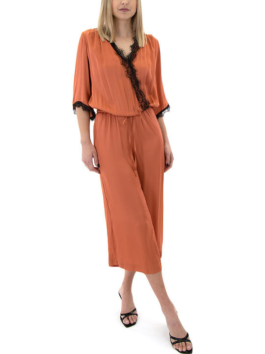 Women's Short-sleeved One-piece Suit ORANGE