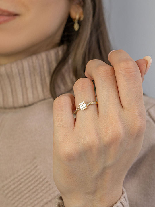 Diamond Group Single Stone from Gold 18K with Diamond