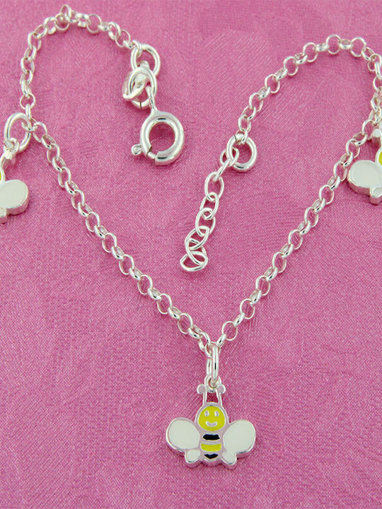 Kinderarmband Kette 925° Drei Bienen Emaille aus Silber Kinderarmband Kette 925° Drei Bienen Emaille aus Silber