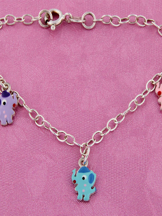 Kinderarmband Kette 925° Drei Elefanten Emaille Aus Silber Kinderarmband Kette 925° Drei Elefanten Emaille Aus Silber