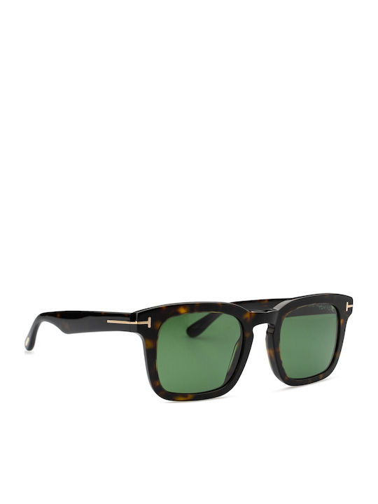 Tom Ford Dax Male Sunglasses with Brown Tartaruga Horn-Rimmed Frame and Green Gradient Lens