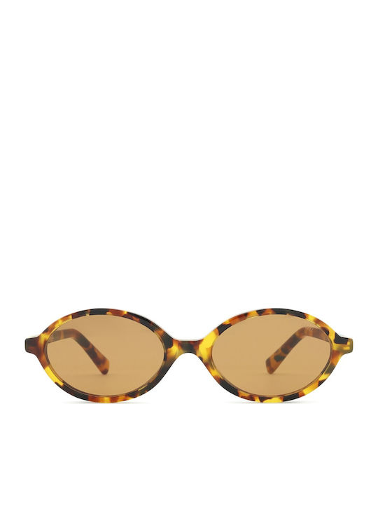 Miu Miu Women's Sunglasses with Brown Tartaruga Plastic Frame and Brown Lens