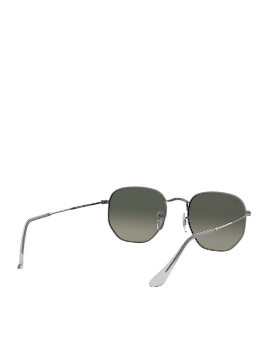 Ray Ban Hexagonal Unisex Sonnenbrille mit Silber Metall Gestell und Gray Verlaufsfarbe Linse RB3548N 004/71