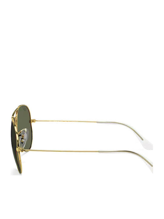 Ray Ban Aviator Unisex Sunglasses with Gold Metal Frame and Green Polarized Lens RB3025 001/58