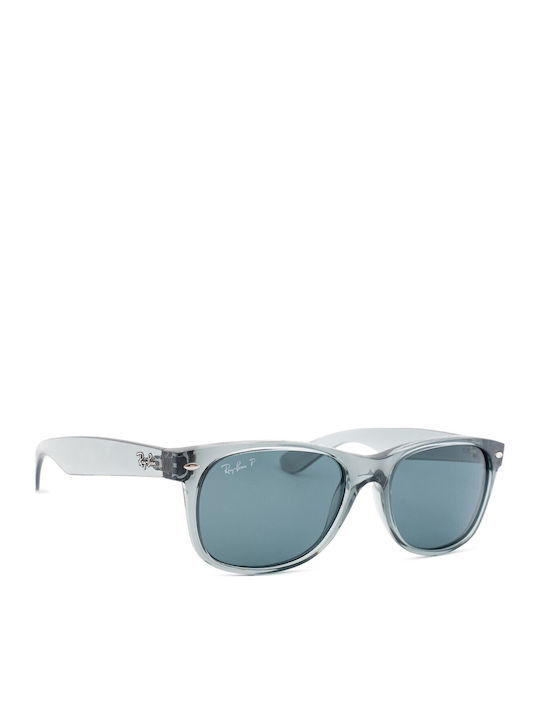 Ray Ban Wayfarer Унисекс Слънчеви Очила със Сив Пластмасов Рамка и Сини Поляризирани Лещи RB2132 6450/3R