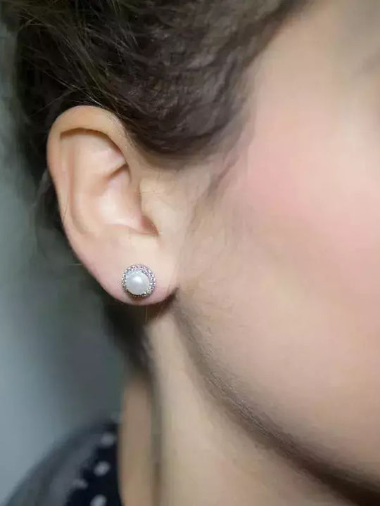 Cercei din White Gold cu Pietre & Perle