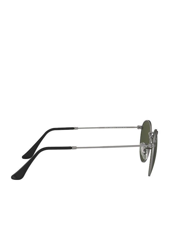 Ray Ban Round Metal Unisex Sunglasses with Gray Metal Frame and Green Lens RB3447 029