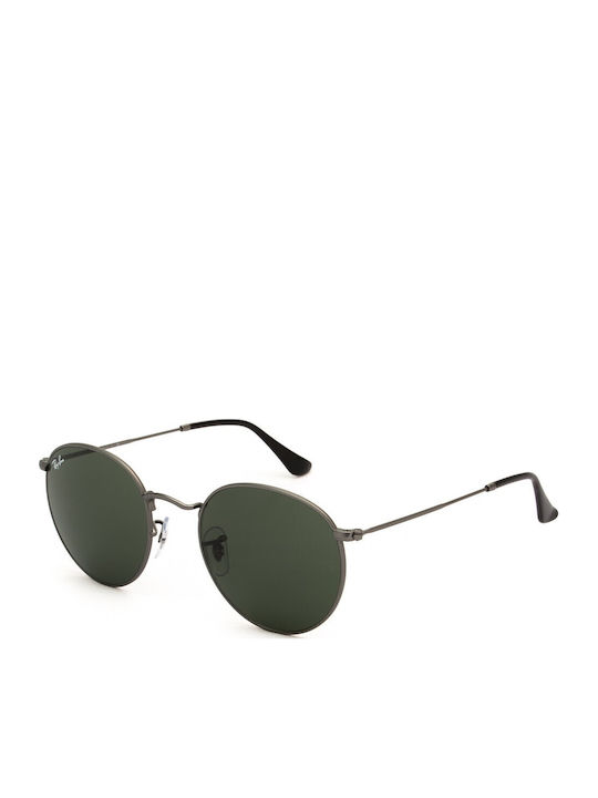 Ray Ban Round Metal Unisex Sunglasses with Gray Metal Frame and Green Lens RB3447 029