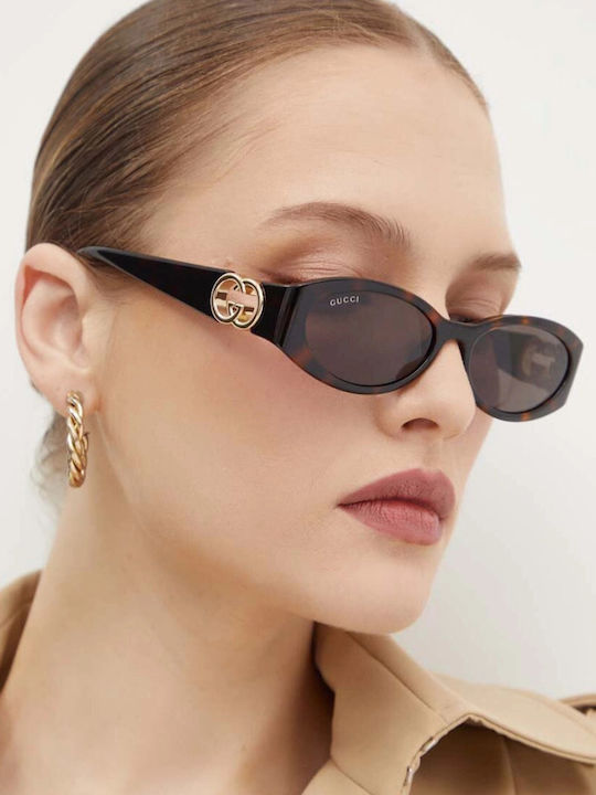 Gucci Γυαλιά Ηλίου Καφέ με Κοκκάλινο Σκελετό