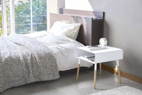 Square Side Table Plain Metal White / Natural M35xL35xH35cm