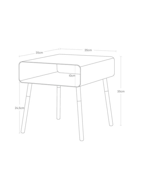 Quadratischer Beistelltisch Plain Metall Weiß / Natur M35xL35xH35cm