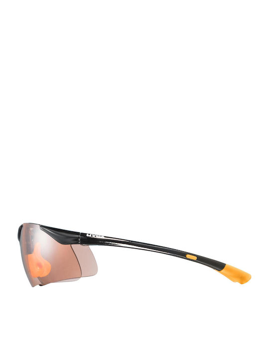 Uvex Sportstyle 223 Ανδρικά Γυαλιά Ηλίου με Μαύρο Κοκκάλινο Σκελετό και Πορτοκαλί Φακό S5309822212