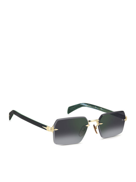 David Beckham Unisex Sunglasses with Gold Metal Frame and Gray Gradient Lens DB 7109/S PEF/NU