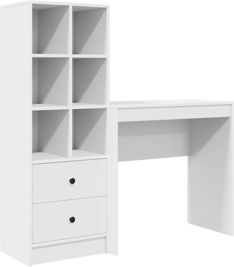 Desk Wooden with Bookshelf White 80x40x76cm