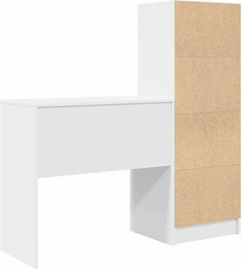 Desk Wooden with Bookshelf White 80x40x76cm