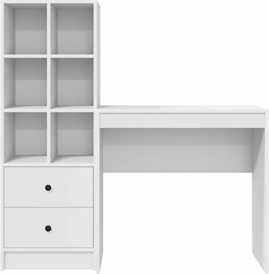 Desk Wooden with Bookshelf White 80x40x76cm