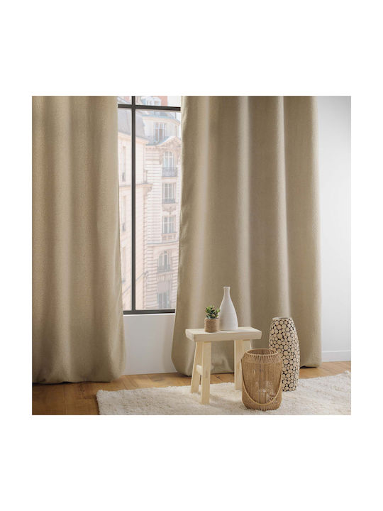 PanOikos Κουρτίνα με Τρουκς Woolly Μπεζ 140x240εκ.