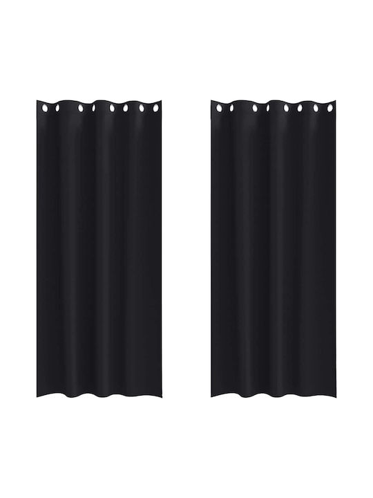 vidaXL Set of Curtains with Grommets Black 140x260cm