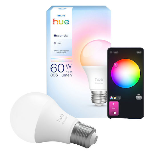 Philips Smart Bulb LED 8W for Socket E27 and Shape A60 Warm White 806lm