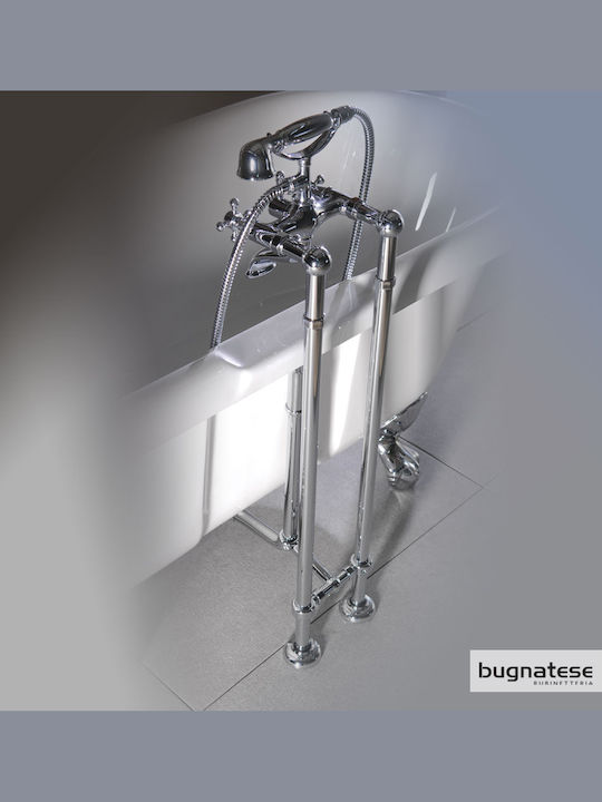 Bugnatese Oxford Mixing Bathtub Shower Faucet Complete Set Silver