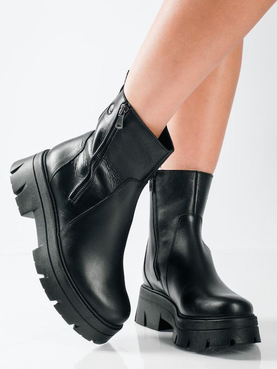 Leather Women's Ankle Boots Black