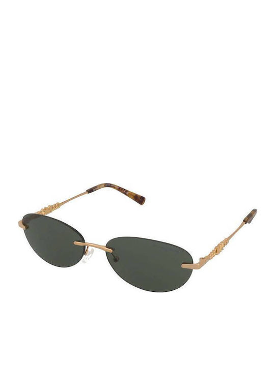Michael Kors Manchester Unisex Sunglasses with Gold Metal Frame and Green Lens MK1151 18963H