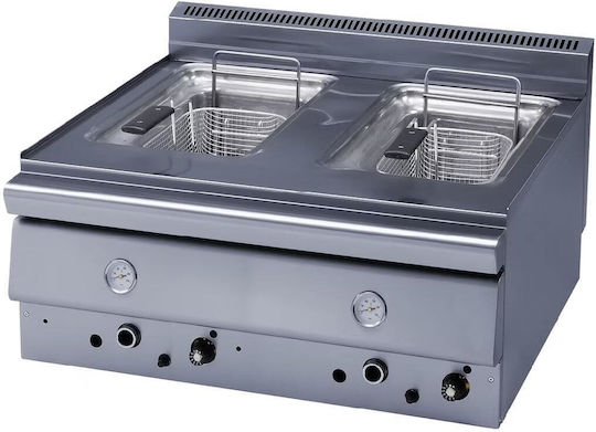Panaritis Fryer Gas Double 14kW Capacity 2x8lt 72x63x34cm