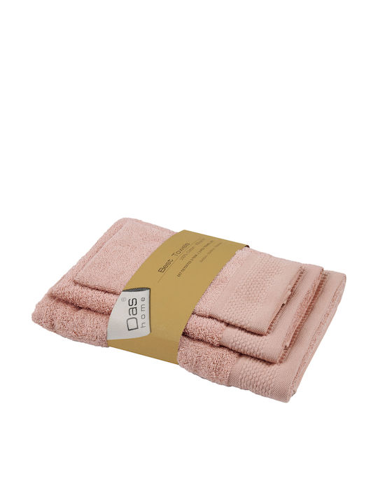 Das Home Σετ Πετσέτες Μπάνιου 3τμχ Best 0832 Pink Βάρους 450gr/m²