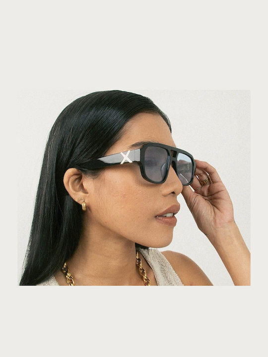 Oscar & Frank Unisex Sunglasses with Black Plastic Frame and Blue Lens MAKATI