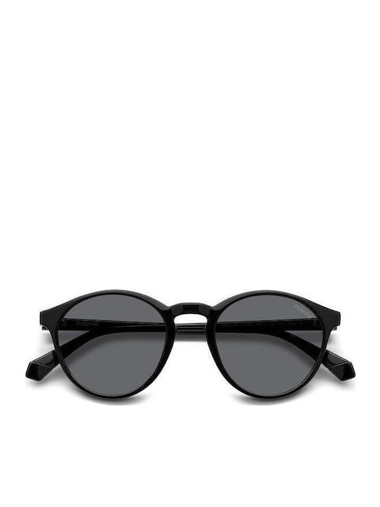 Polaroid Unisex Sunglasses with Black Horn-Rimmed Frame and Grey Polarized Lens PLD4153/S 807/M9