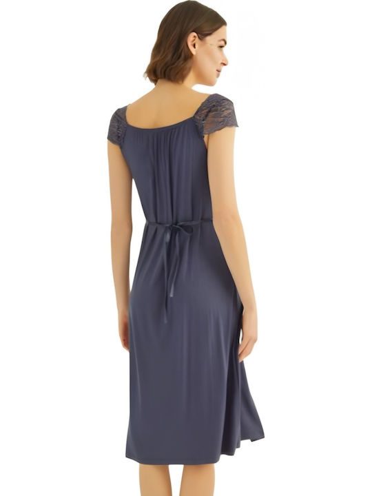 Monamise Nightdress with Maternity Robe & Nursing in Blue color