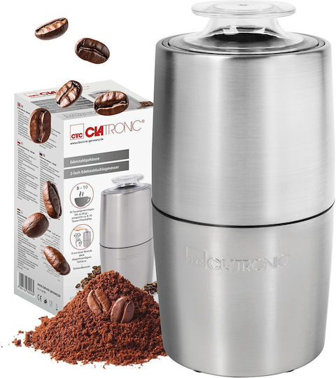Clatronic Râșniță electrică pentru cafea 150W cu capacitate de boabe 60gr Argintiu