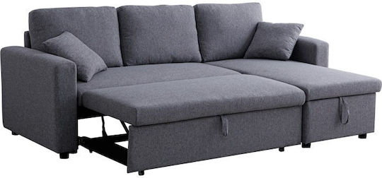 Kamore Colțar Canapea Pat cu Unghi Reversibil și Spațiu de Depozitare Gri 223x146x85cm