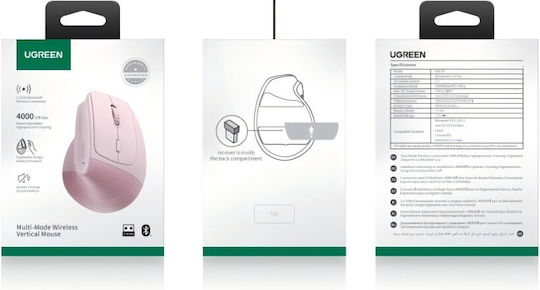 Ugreen M571 Wireless Ergonomic Bluetooth Mouse Pink