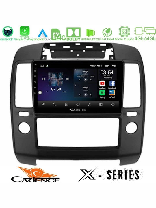 Cadence Auto-Audiosystem für Nissan Navara / Pfadfinder 2004-2016 (Bluetooth/USB/WiFi/GPS/Apple-Carplay/Android-Auto) mit Touchscreen 9"