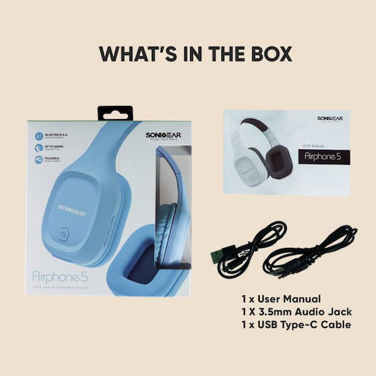 Sonic Gear Airphone 5 (2025) Wireless / Wired Over Ear Headphones with 10 hours of Operation Raindrop