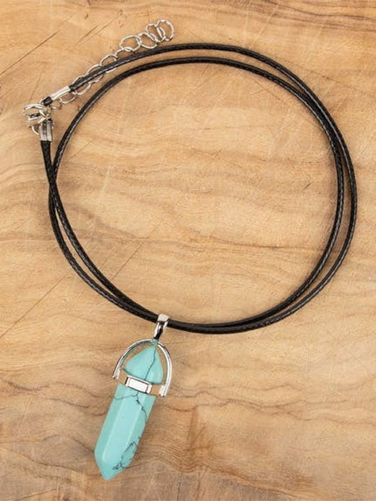 Myga Crystal Pendant Necklace Turquoise