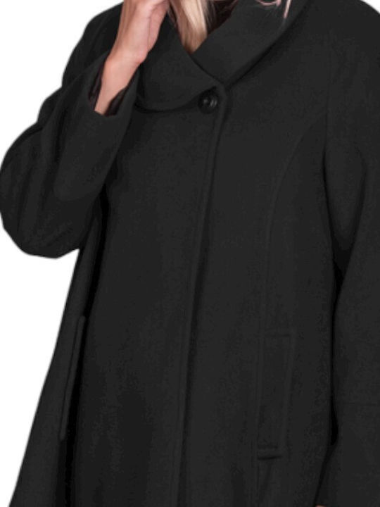 Μεγαλα Μεγεθη Παλτοζακετα Βελουρ Μαυρο Plus Size